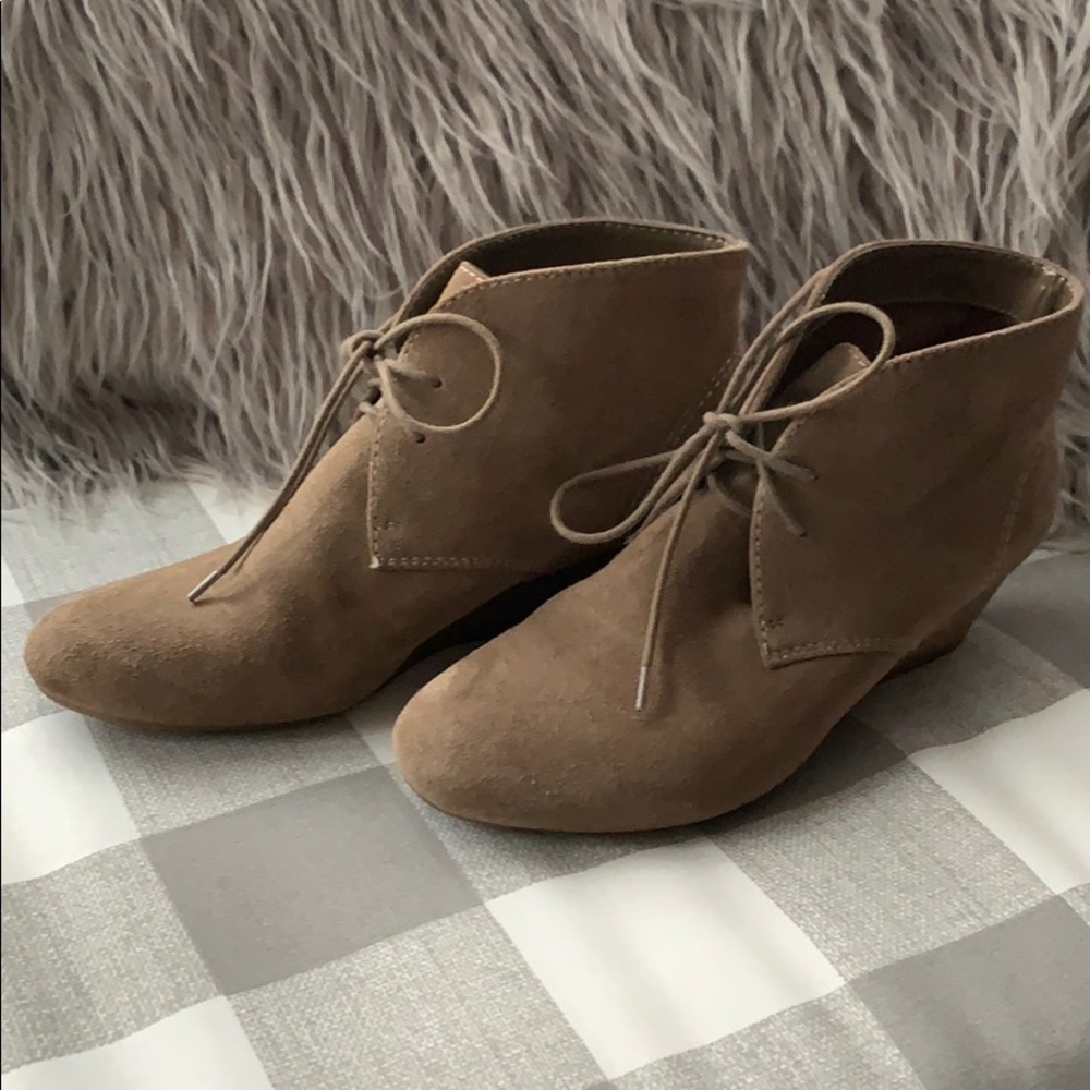 suede heeled booties